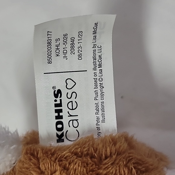 Kohl’s Cares Peter Rabbit Brown and White Plush Bunny 11” Blue Jacket - Picture 6 of 8